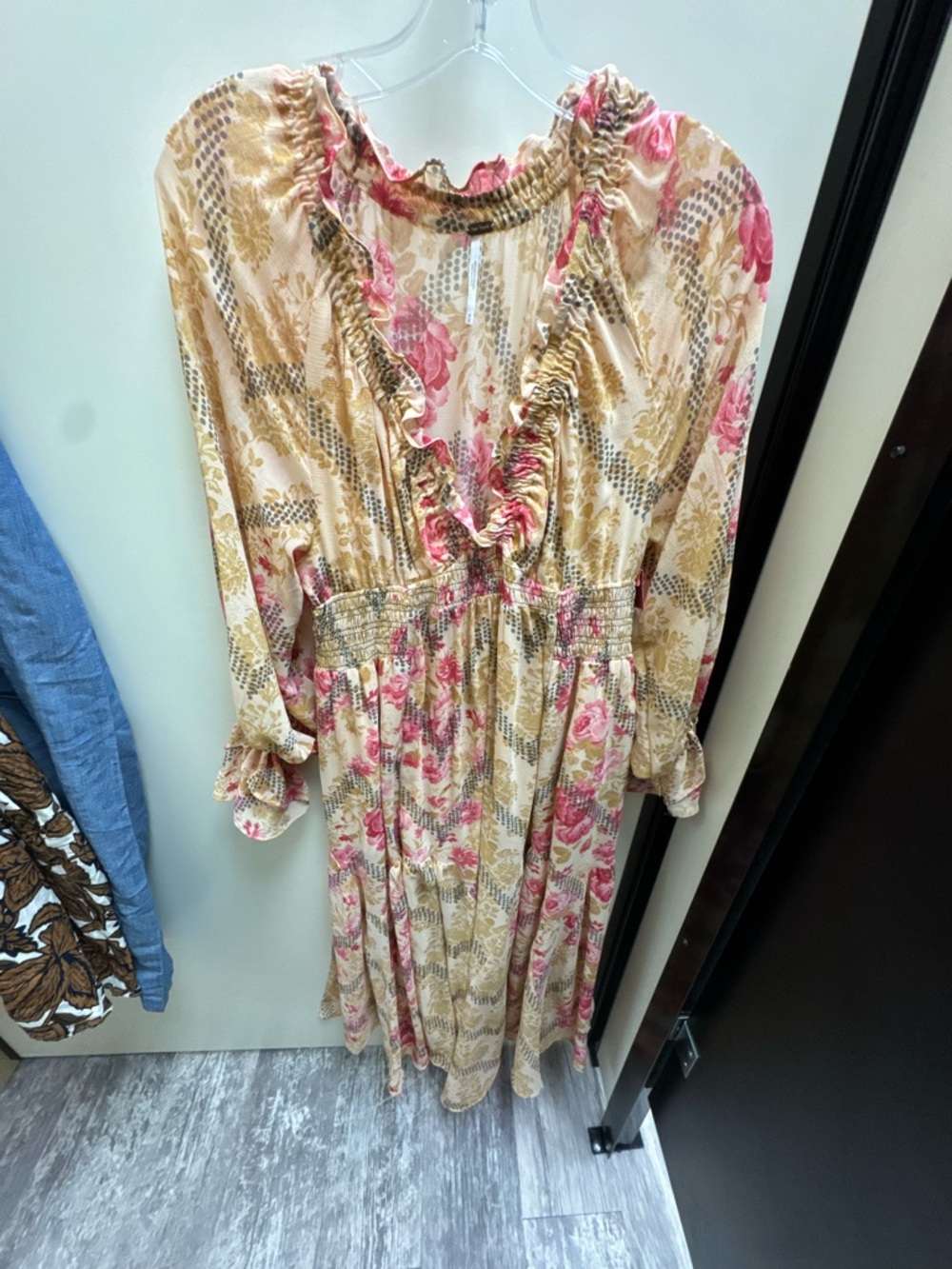 Free People Lena Boho Floral Maxi Dress in Beige and Pink - Picture 2 of 5